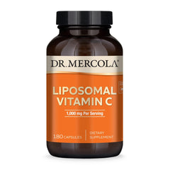 Dr. Mercola Liposomal Vitamin C bottle highlighting 1,000 mg for immune support.