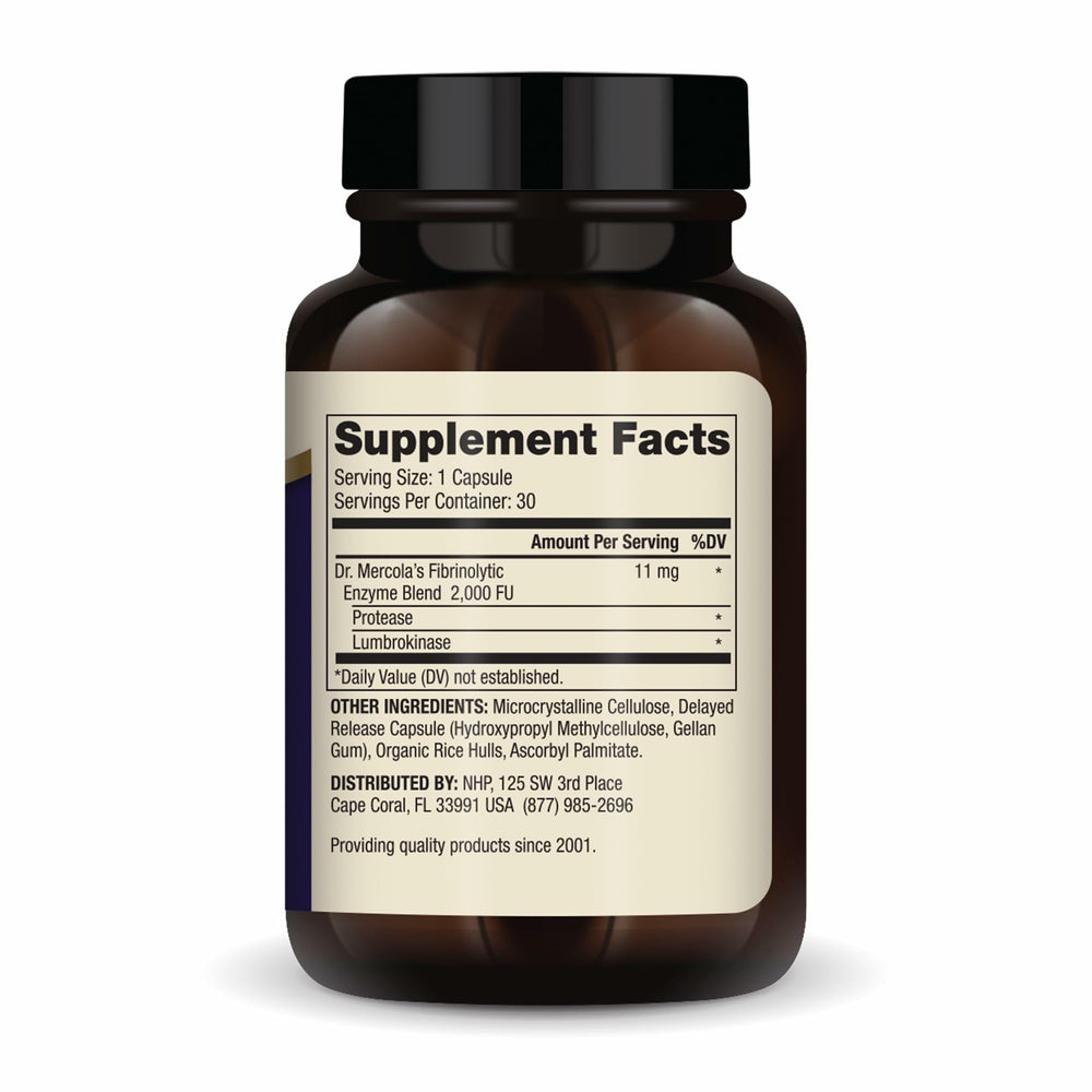 Dr. Mercola Lumbrokinase capsules close-up with delayed-release feature