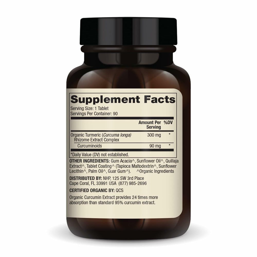 Close-up of Dr. Mercola curcumin tablets showing easy daily dosing.