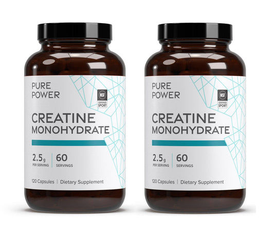 Dr. Mercola Pure Power Creatine Monohydrate bottle boosts workout energy and endurance