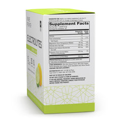 Dr. Mercola Pure Power Electrolytes Lemon Lime packet closeup highlighting powder and flavor