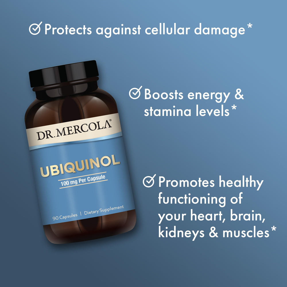 Lifestyle shot depicting daily use of Dr. Mercola Ubiquinol for vitality.