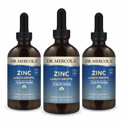 Dr. Mercola Zinc Liquid Drops bottle front showing organic zinc for daily immune support.