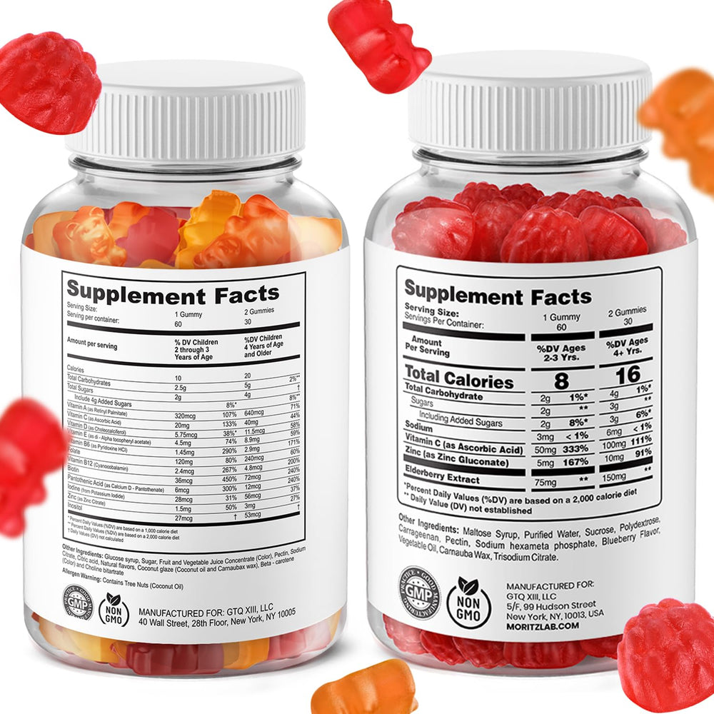 DR. MORITZ kids multivitamin gummies bottle for balanced daily nutrition