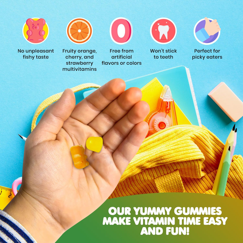 DR. MORITZ Omega 3 Gummies health label close-up for transparency.