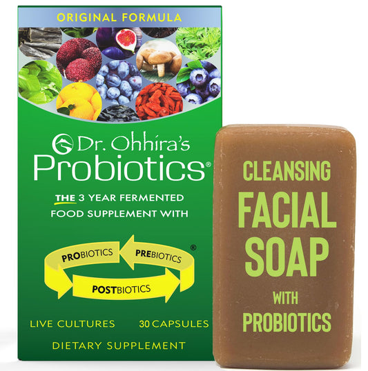 Dr Ohhira's Probiotics Original Formula bottle with shelf-stable capsules.