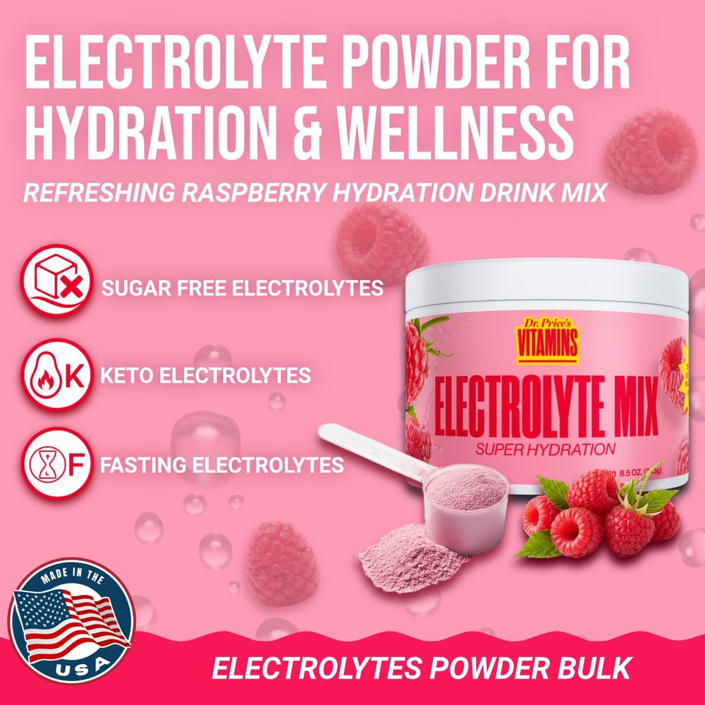 Dr. Price's Electrolytes scoop and 90 servings jar for value and hydration.