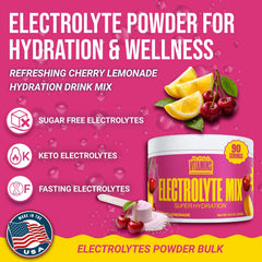Pouring Dr. Price's Cherry Lemonade electrolytes for quick hydration during workouts.
