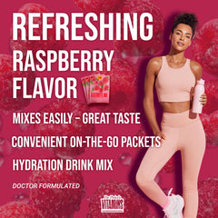 Dr. Price's Raspberry electrolytes label emphasizing 72 minerals detail.
