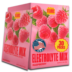 Dr. Price's Raspberry Electrolytes packets front view for quick workout hydration.
