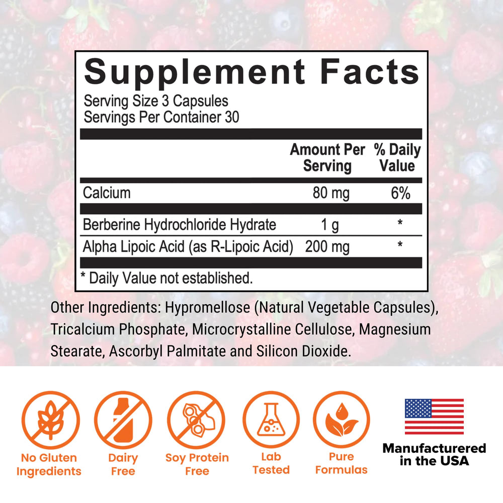 Berberine Pro capsules shown ready to take with water.