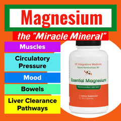 Dr. Rajsree Essential Magnesium bottle label highlights key product details.