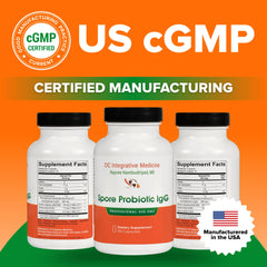 Label shows three Bacillus strains in Dr. Rajsree IgG blend.