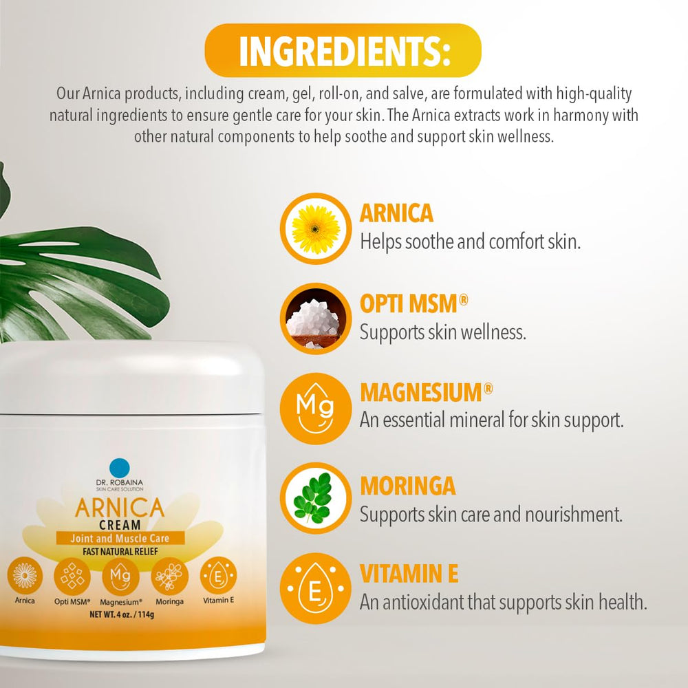 Illustration of natural ingredients aloe, jojoba, and shea butter beside the formula.