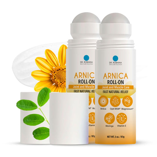 Dr. Robaina Arnica Roll-On bottle ready for quick, mess-free bruise care.
