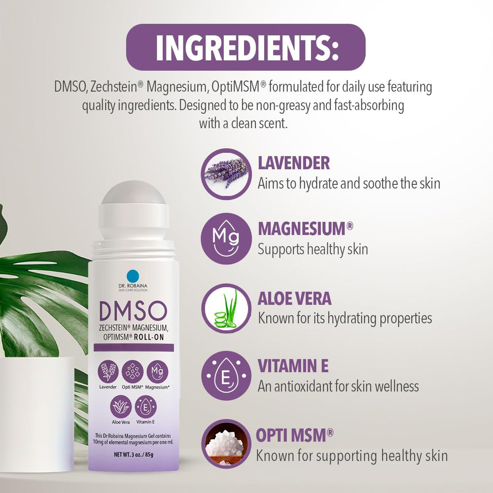 Packaging of Dr. Robaina DMSO Lavender Roll-On shows USA-made quality.