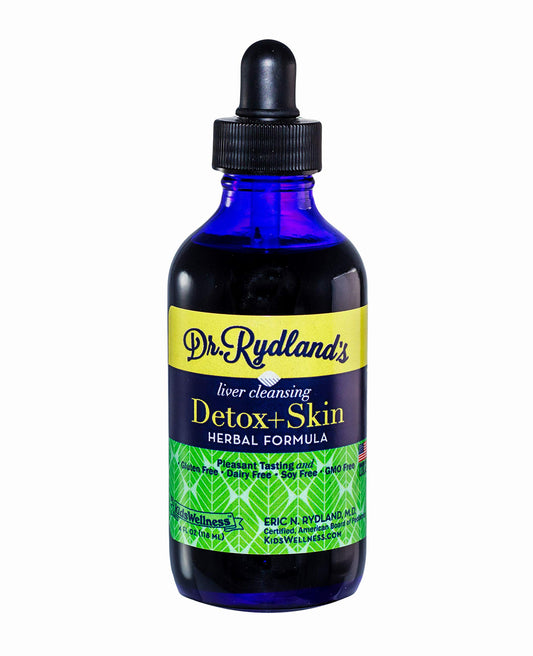 Dr. Rydland's Detox & Skin bottle top view for daily skin-support rituals