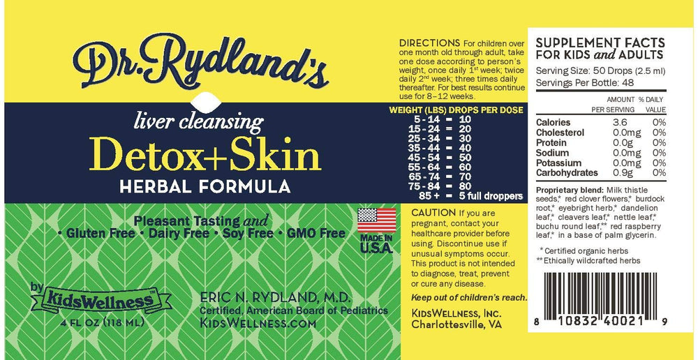 Dr. Rydland's Detox & Skin herbal drops ready for gentle skin routines