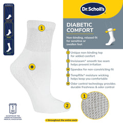 Dr. Scholl's diabetes circulator sock with moisture management for dry feet.