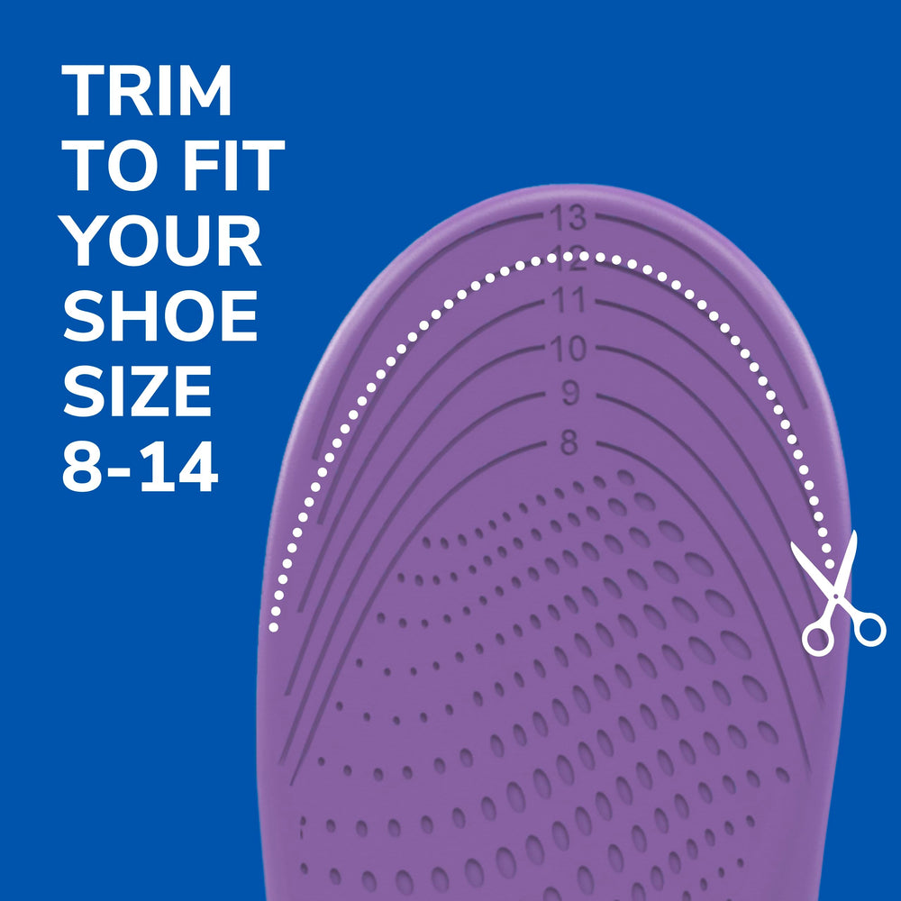 Dr. Scholl's Walk Longer trim-to-fit insoles for a customizable shoe fit.