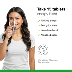 Dr. Schulze's SuperFood Plus tablets arranged to show plant-based nutrition for energy.