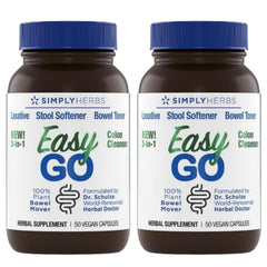 Dr. Schulze's Easy Go Bowel Mover bottle front, plant-based laxative for daily digestive support