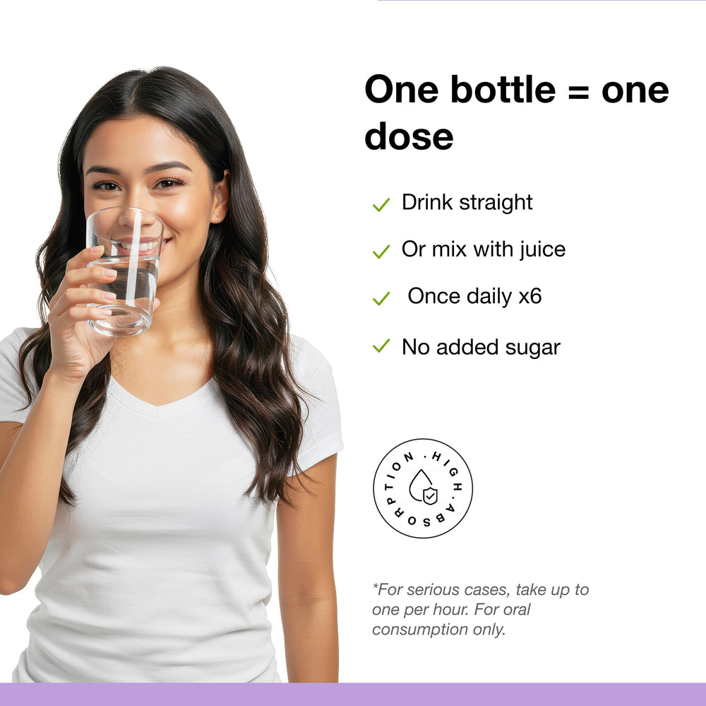Serving glass with bottle pouring to illustrate easy dosage