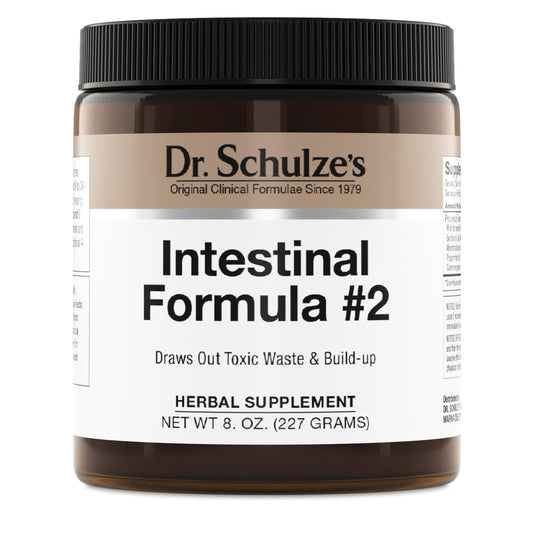 Dr Schulze s Intestinal Formula 2 bottle front highlighting vegan colon support.