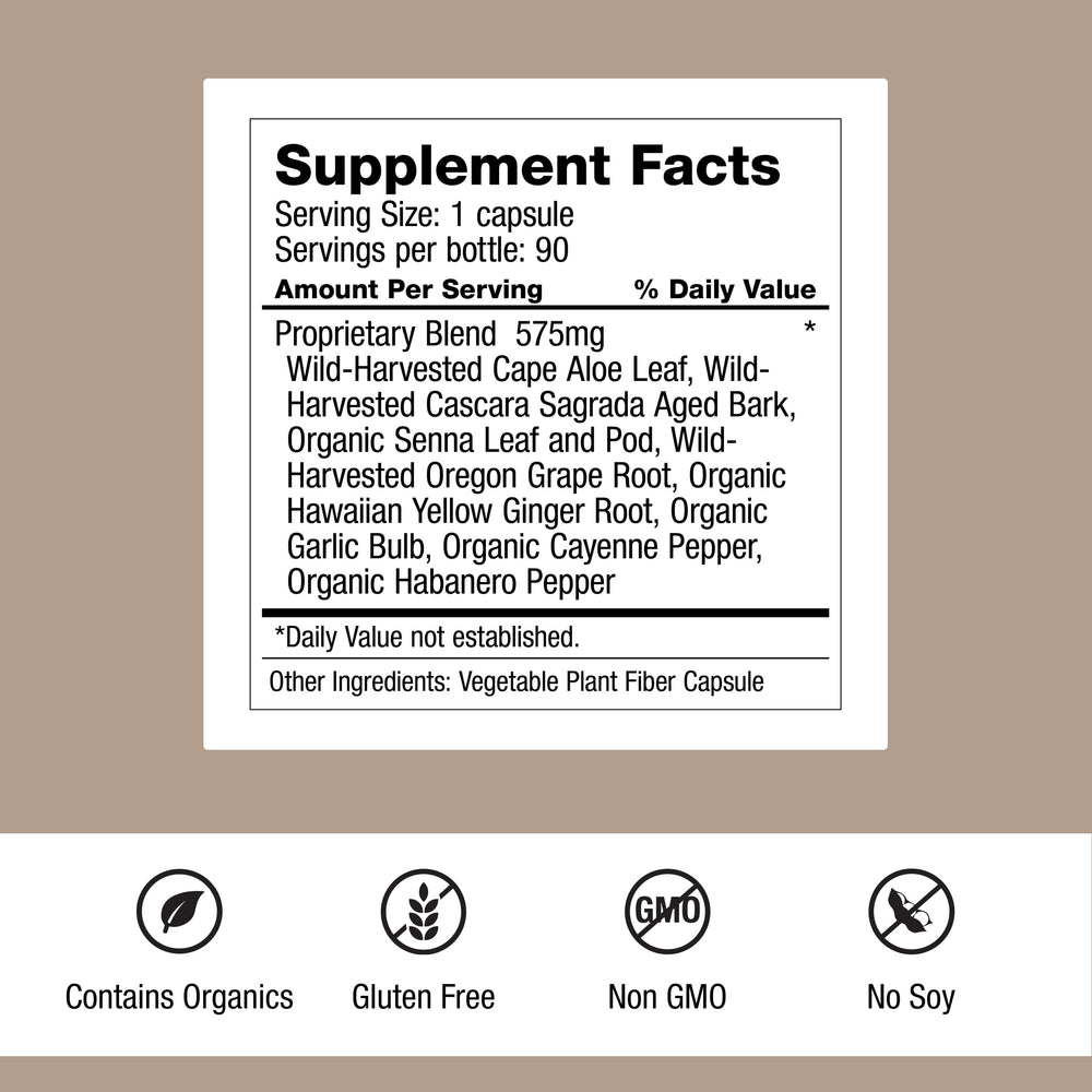 Dr. Schulze's Intestinal Formula 1 capsules close-up for natural bowel support