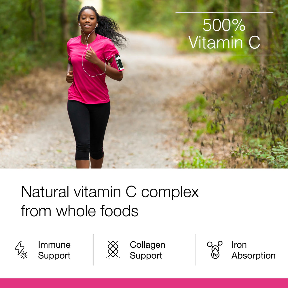 Dr. Schulze's Super-C Plus label shows 12 organic fruits and herbs for plant-based nutrition