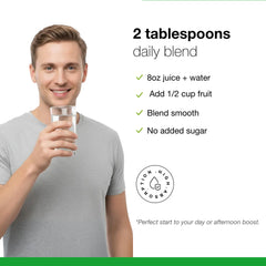 Dr. Schulze's SuperFood Plus greens blend emphasizes antioxidant-rich plant nutrition.