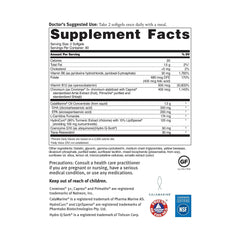 Dr. Sinatra Omega Q Plus capsules close-up highlighting turmeric and resveratrol blend