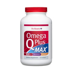 Dr. Sinatra Omega Q Plus MAX bottle showing the heart health focused formula