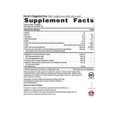 Close-up of the Omega Q Plus PRO label highlighting CoQ10 and resveratrol.
