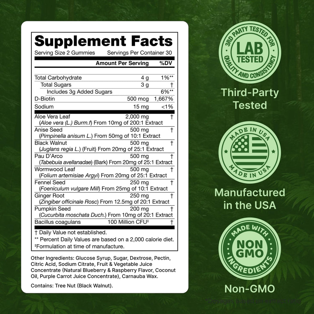 Dr. Siti Candisite gummies packaging notes vegan and non-GMO attributes.