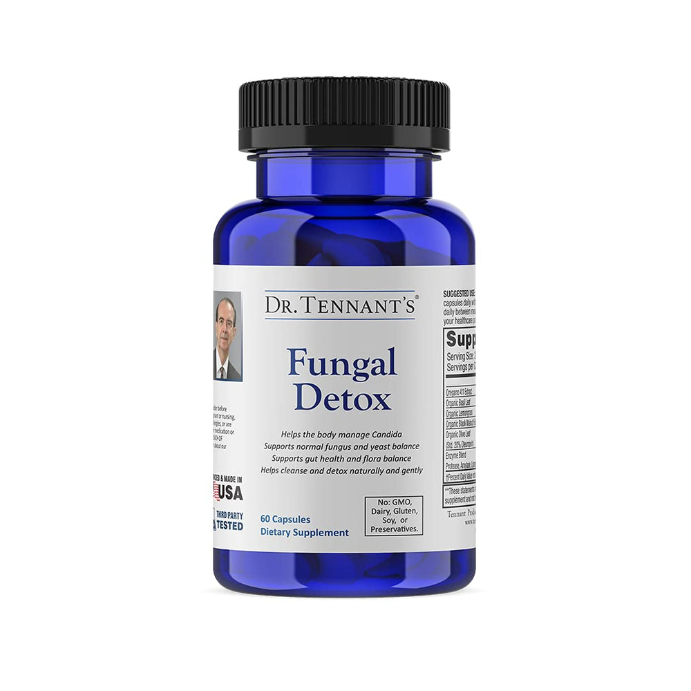 Dr. Tennant's Fungal Detox bottle front view supports daily gut balance.