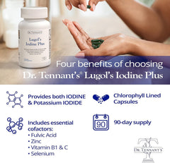 USA-made packaging of Dr. Tennant's Iodine Supplement Plus highlighting purity.