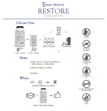 Dr. Tennant's Restore Vanilla ingredients panel showing 50+ nutrients