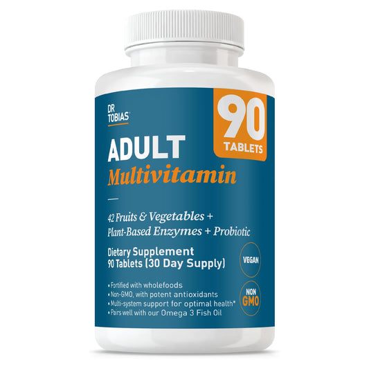 Dr. Tobias multivitamin bottle with 90 tablets for daily immune support