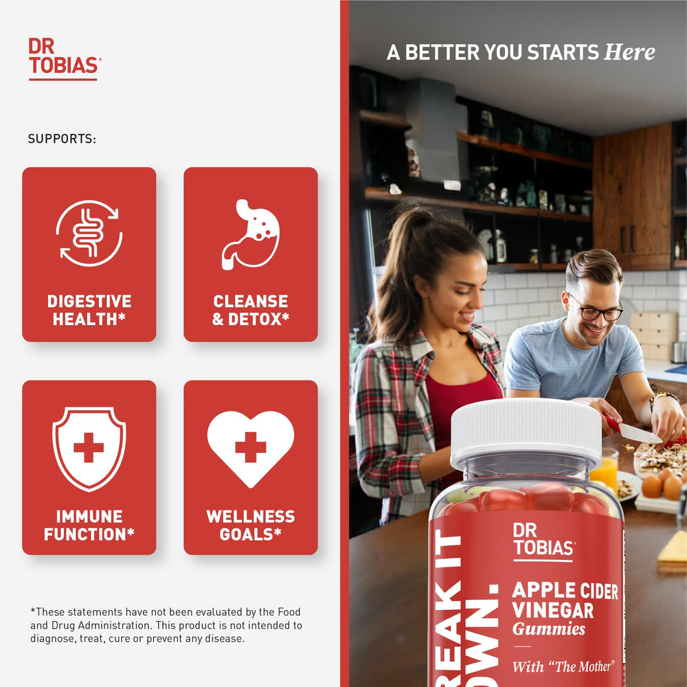 The Mother on Dr. Tobias ACV gummies bottle indicating natural balance.