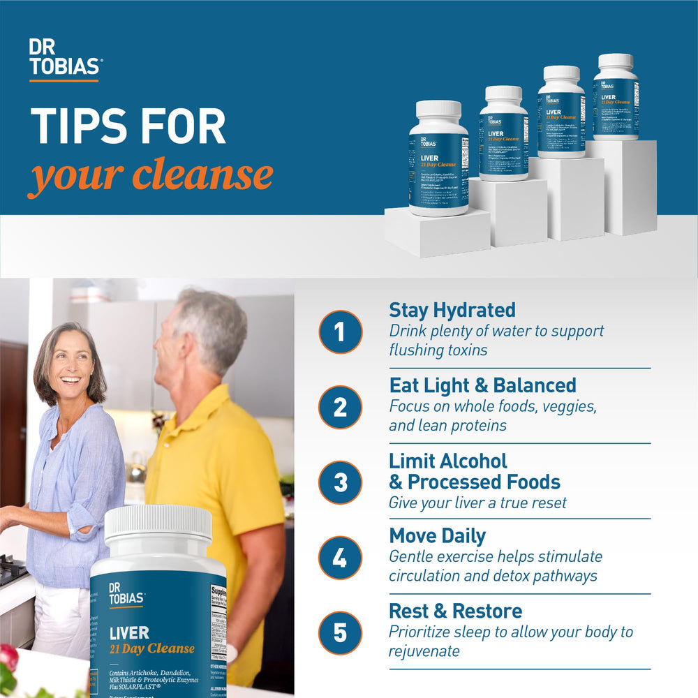 Dr. Tobias Liver 21 Day Cleanse packaging and GMP manufacturing claim