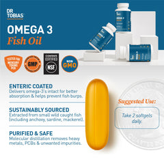 Molecularly distilled Dr. Tobias Omega-3 oil for purity.