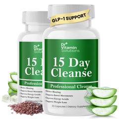 DR VITAMIN SOLUTIONS 15 Day Gut Cleanse bottle shows capsules for digestive support.