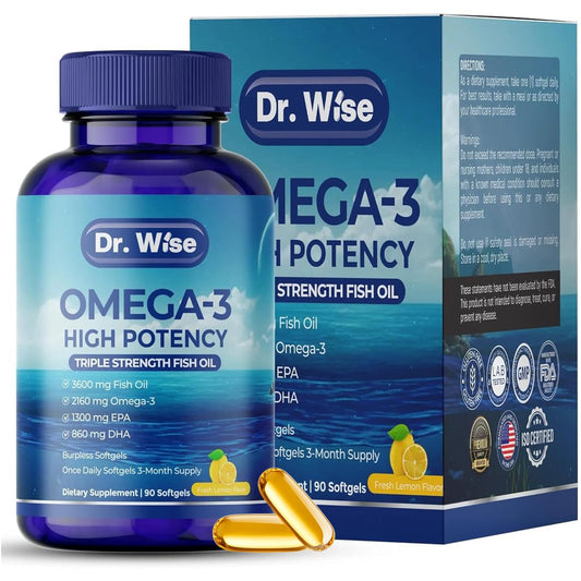 Dr Wise burpless lemon omega-3 softgels for daily use