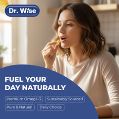 Three-month supply packaging for Dr Wise omega-3