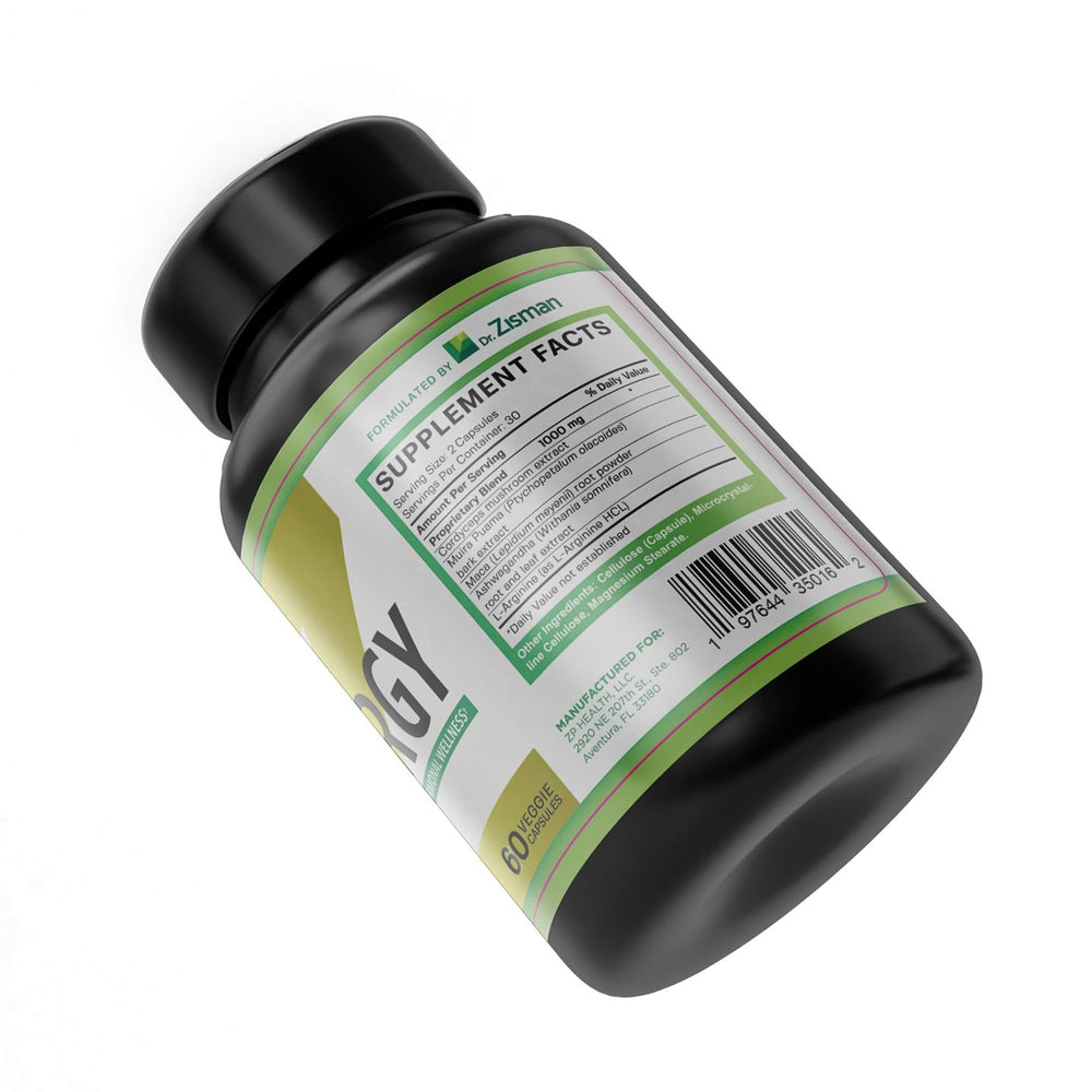 Dr. Zisman Zinergy bottle with glass of water supports morning routine.