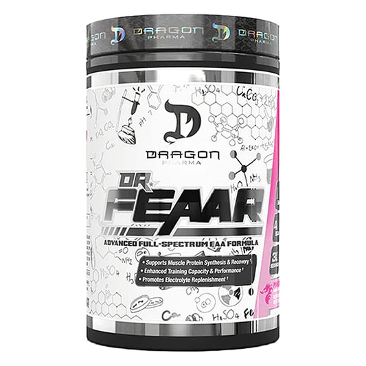 DRAGON PHARMA Dr. FEAAR bottle pour shows easy mixing after training.