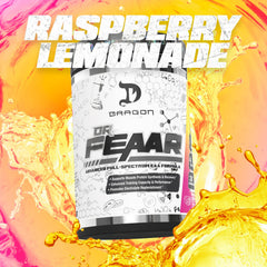 Glass of Raspberry Lemonade DR. FEAAR after training session.