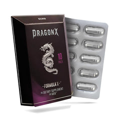 DragonX Silver bottle front view highlighting fast-acting stamina support capsules.