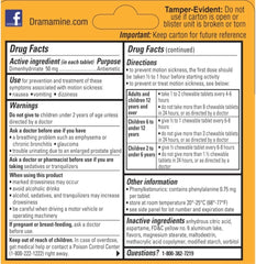 Kid-friendly label on Dramamine indicating suitability for ages 2+